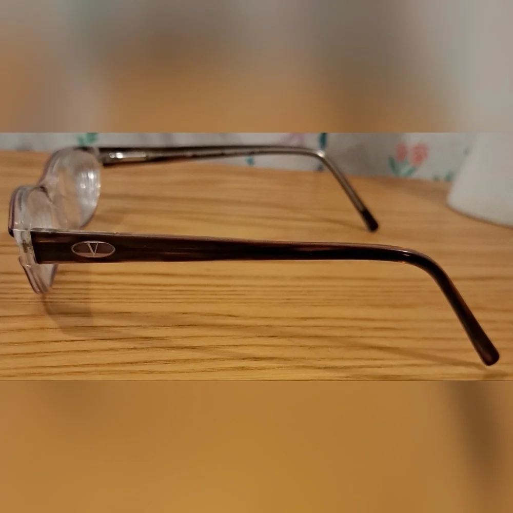Vintage 80s Valentino 5392 Clear Purple Reading Eyeglass Glasses Frames